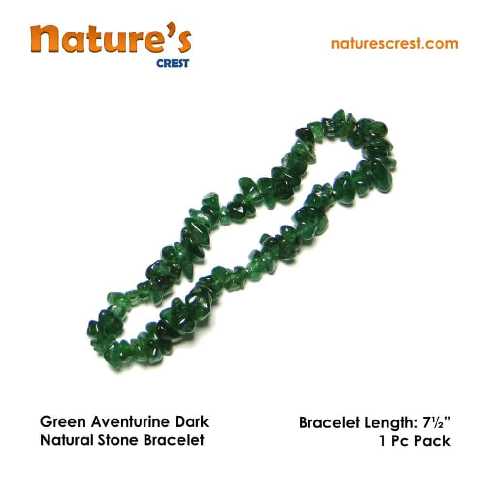 Nature's Crest - Green Aventurine Dark Chip Beads - Green Aventurine Dark Natural Stone Bracelet Vector