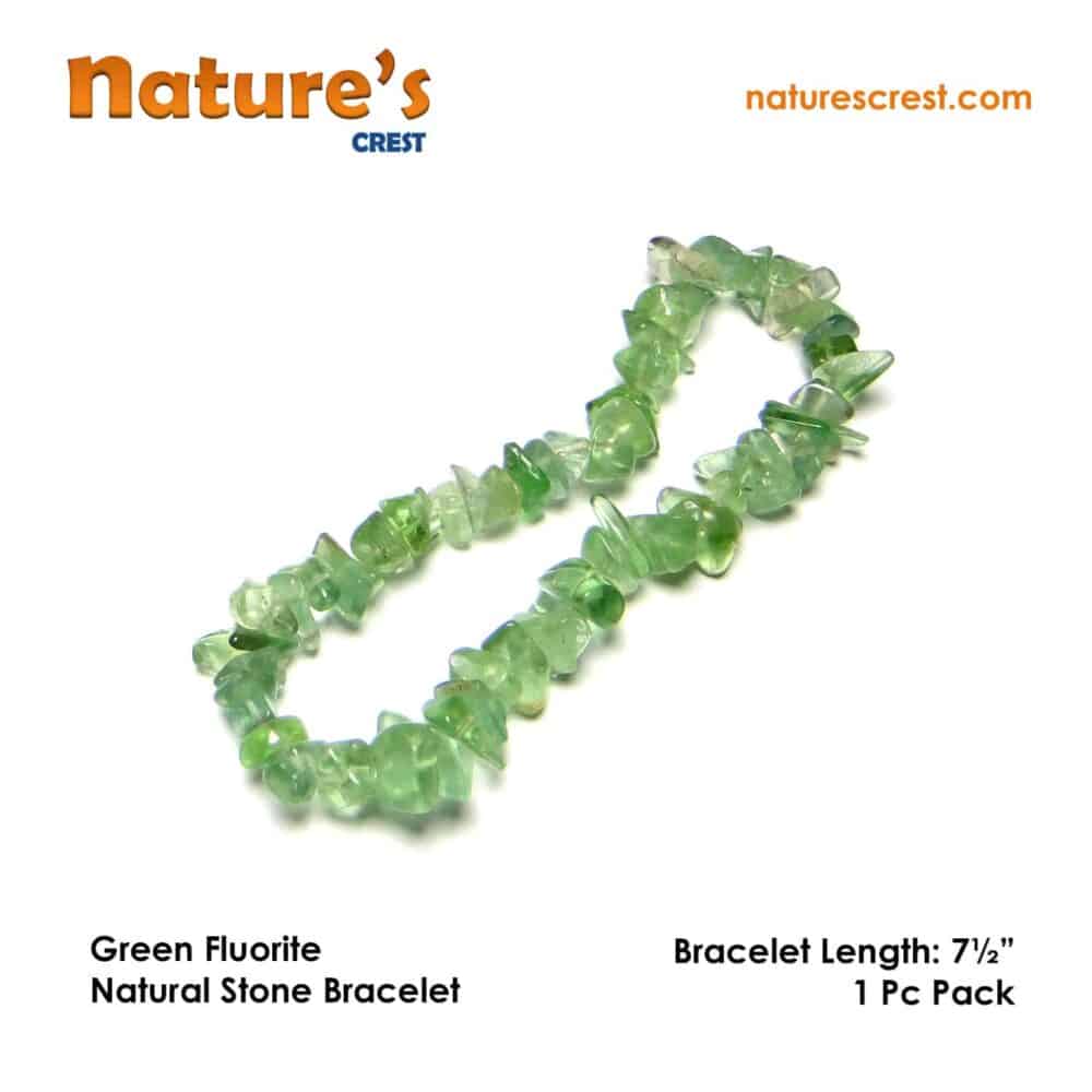 Nature's Crest - Green Fluorite Chip Beads - Green Fluorite Natural Stone Bracelet Vector
