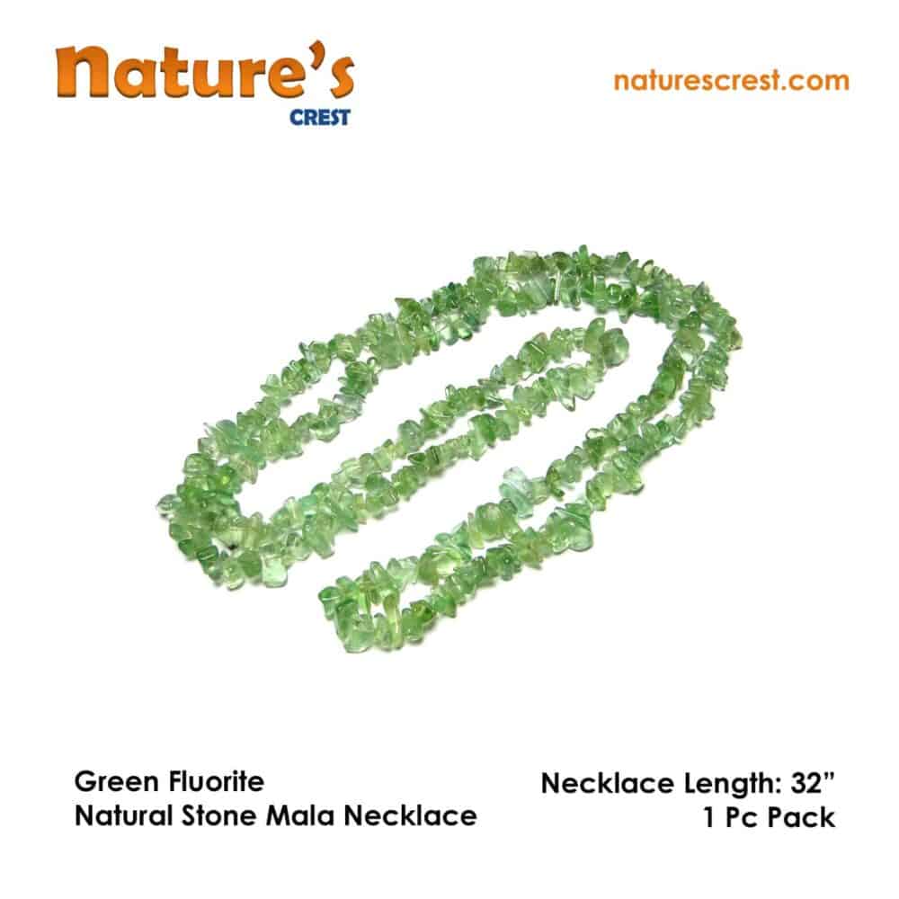 Nature's Crest - Green Fluorite Chip Beads - Green Fluorite Natural Stone Necklace 32 Vector