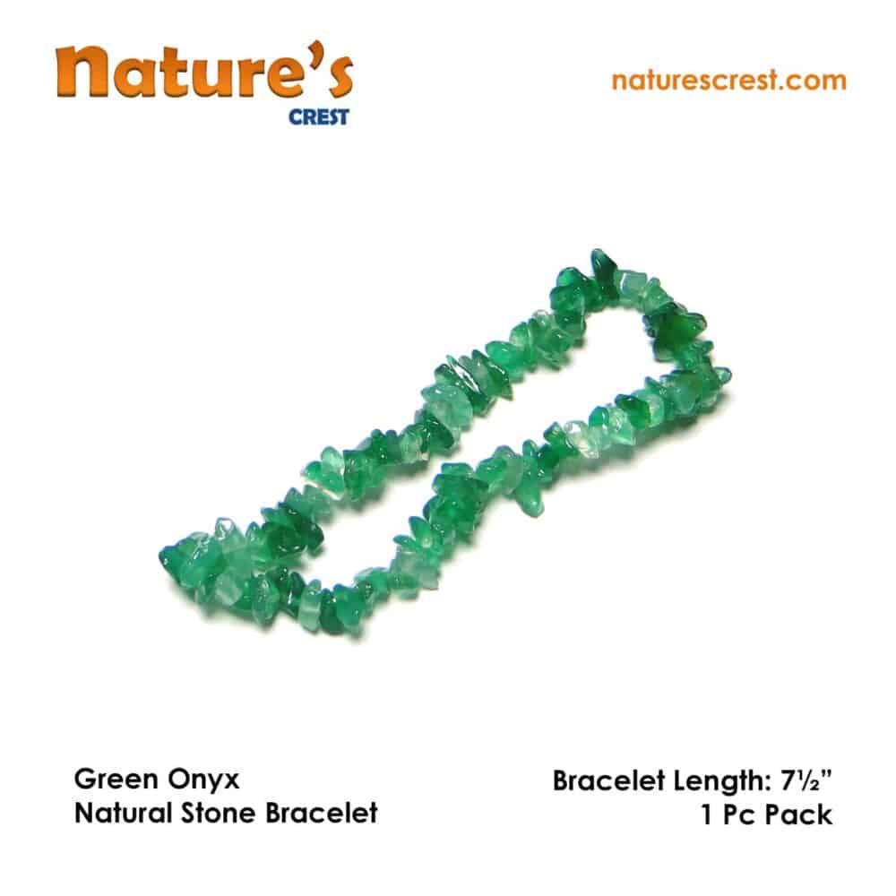 Nature's Crest - Green Onyx Chip Beads - Green Onyx Natural Stone Bracelet Vector