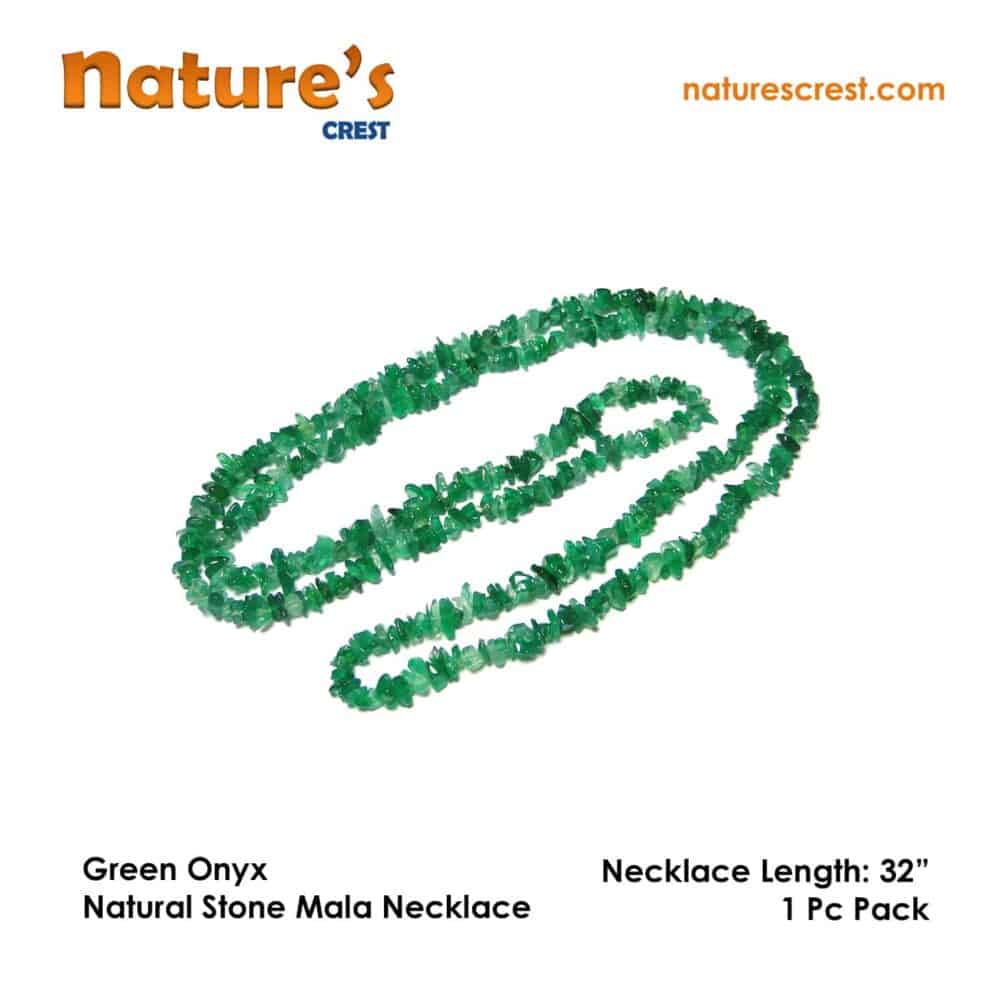 Nature's Crest - Green Onyx Chip Beads - Green Onyx Natural Stone Necklace 32 Vector