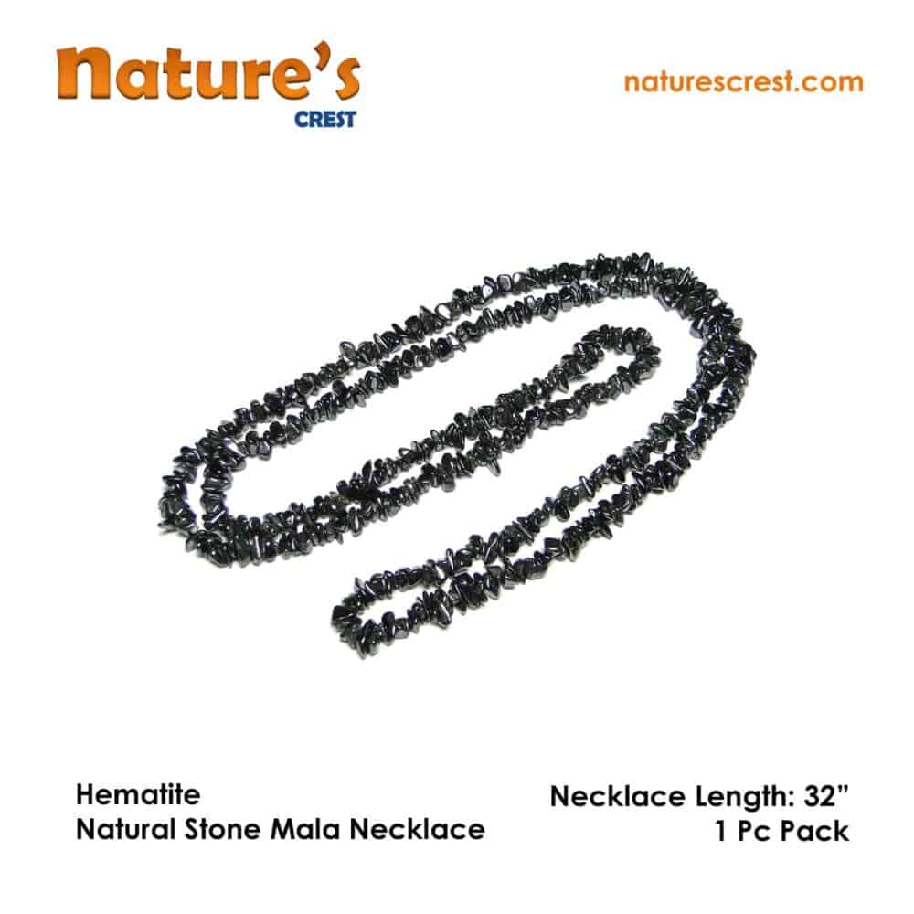 Nature's Crest - Hematite Chip Beads - Hematite Natural Stone Necklace 32 Vector