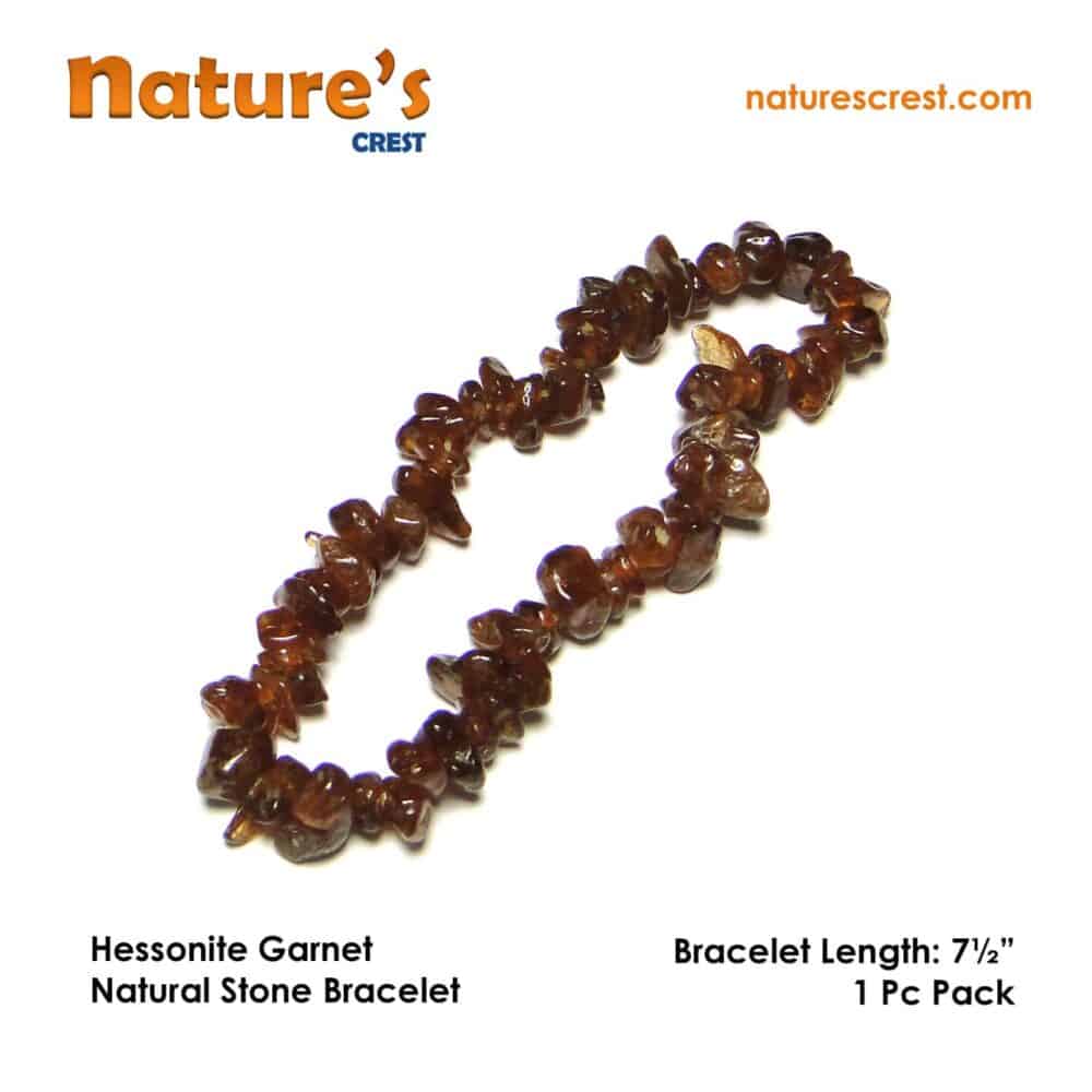 Nature's Crest - Hessonite Garnet Chip Beads - Hessonite Garnet Natural Stone Bracelet Vector