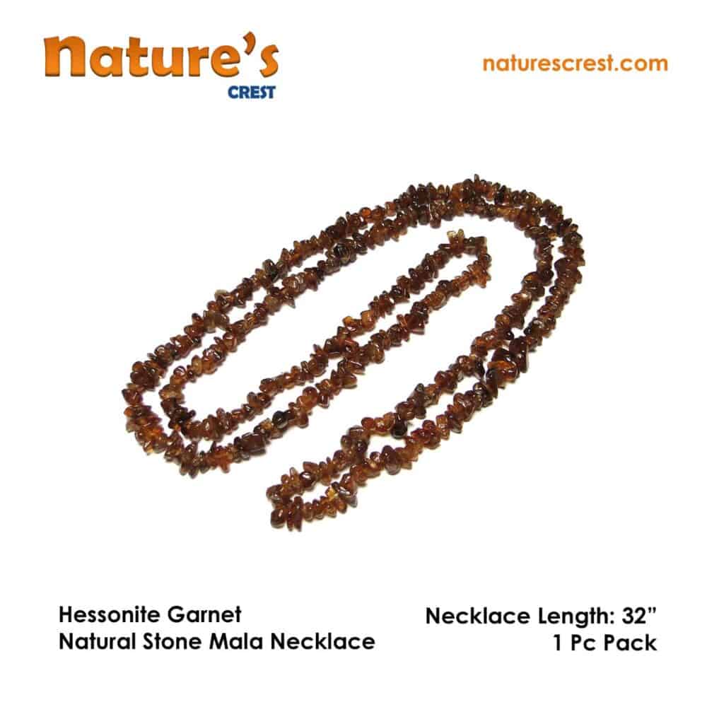 Nature's Crest - Hessonite Garnet Chip Beads - Hessonite Garnet Natural Stone Necklace 32 Vector