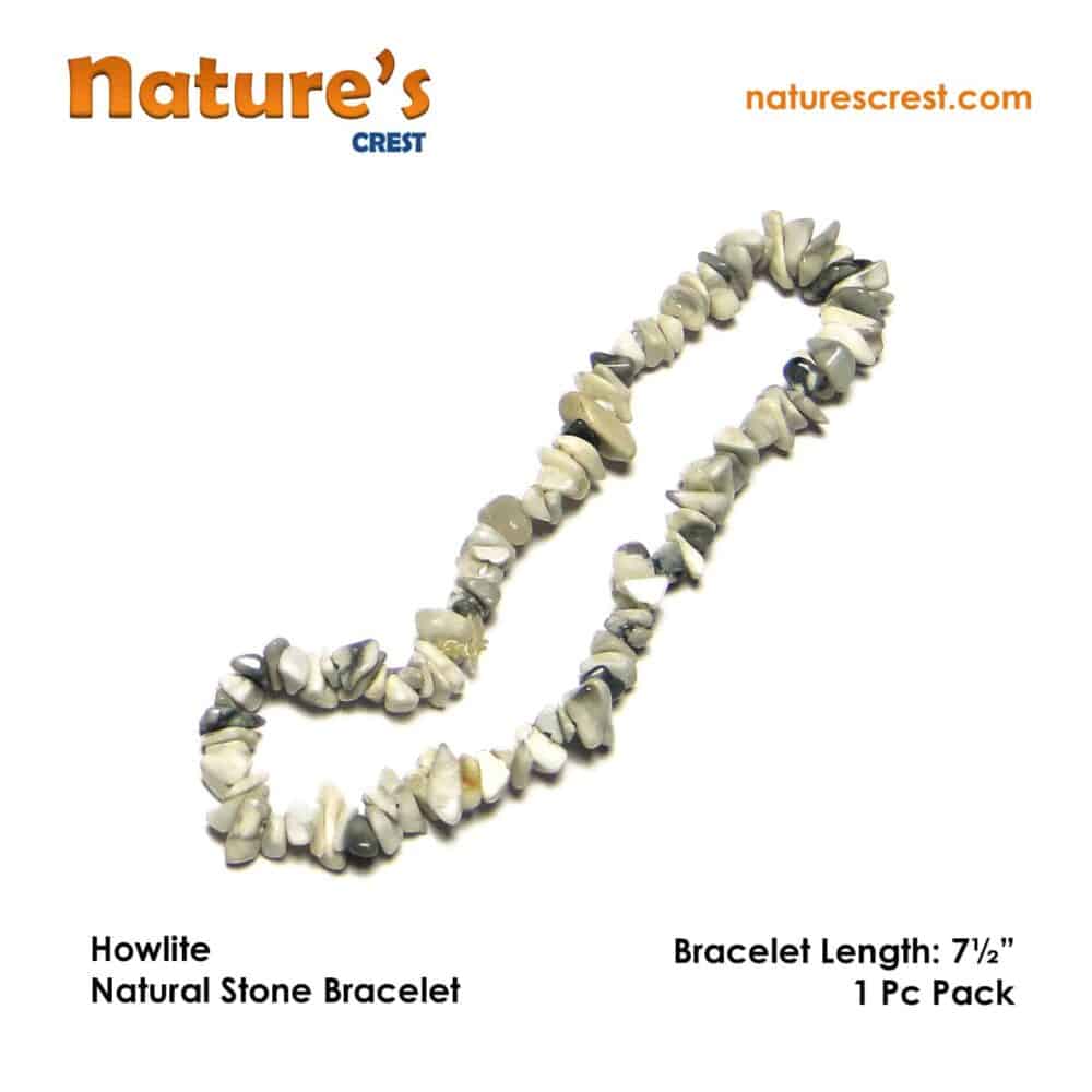 Nature's Crest - Howlite Chip Beads - Howlite Natural Stone Bracelet Vector