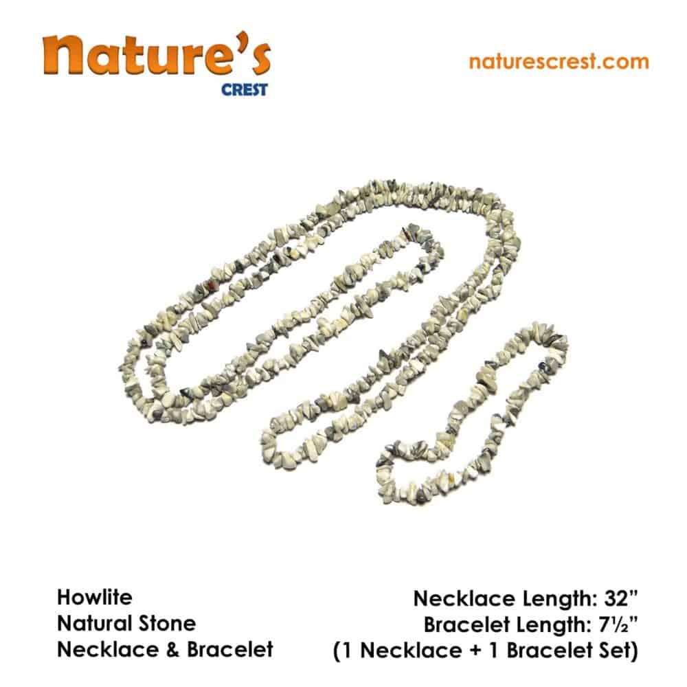 Nature's Crest - Howlite Chip Beads - Howlite Natural Stone Necklace Bracelet Set Vector