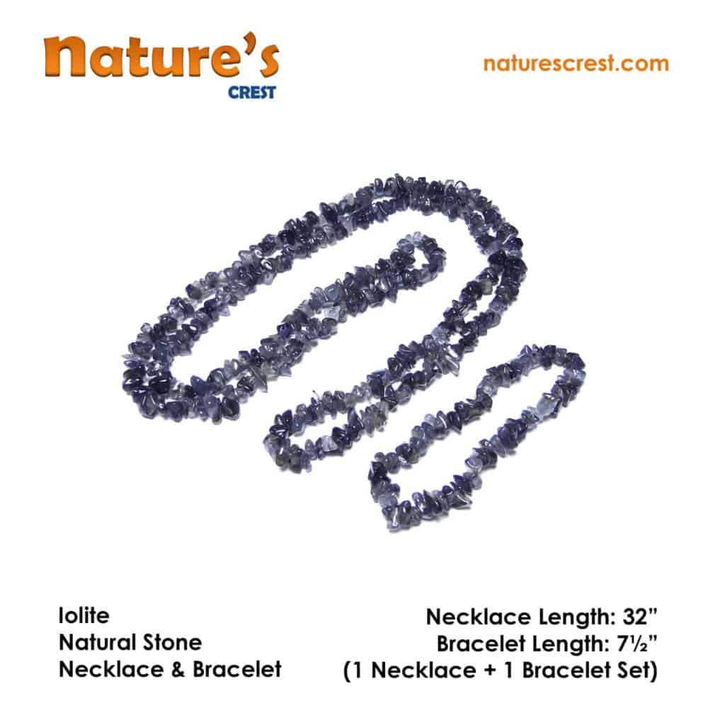 Nature's Crest - Iolite Chip Beads - Iolite Natural Stone Necklace Bracelet Set Vector