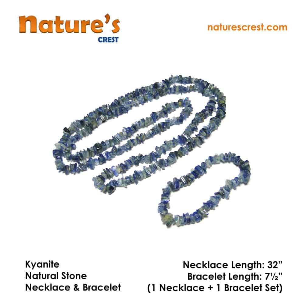 Nature's Crest - Kyanite Chip Beads - Kyanite Natural Stone Necklace Bracelet Set Vector