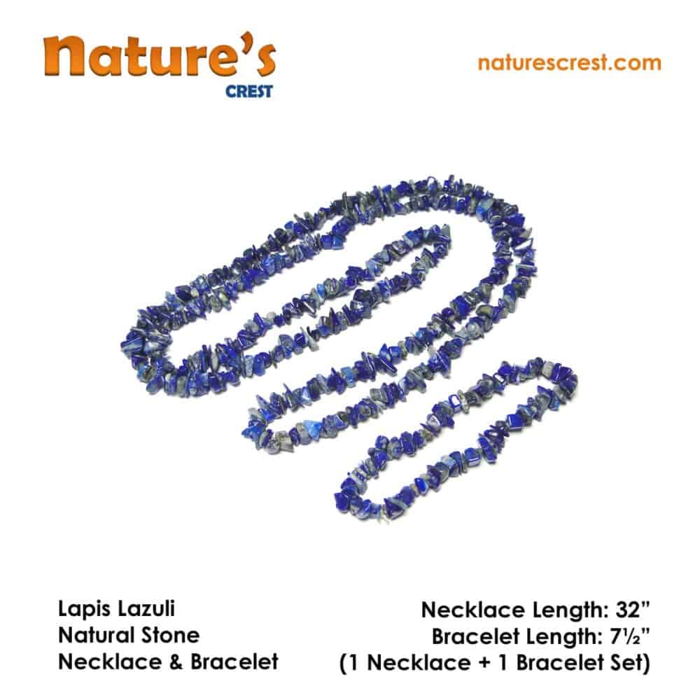 Nature's Crest - Lapis Lazuli Chip Beads - Lapis Lazuli Natural Stone Necklace Bracelet Set Vector