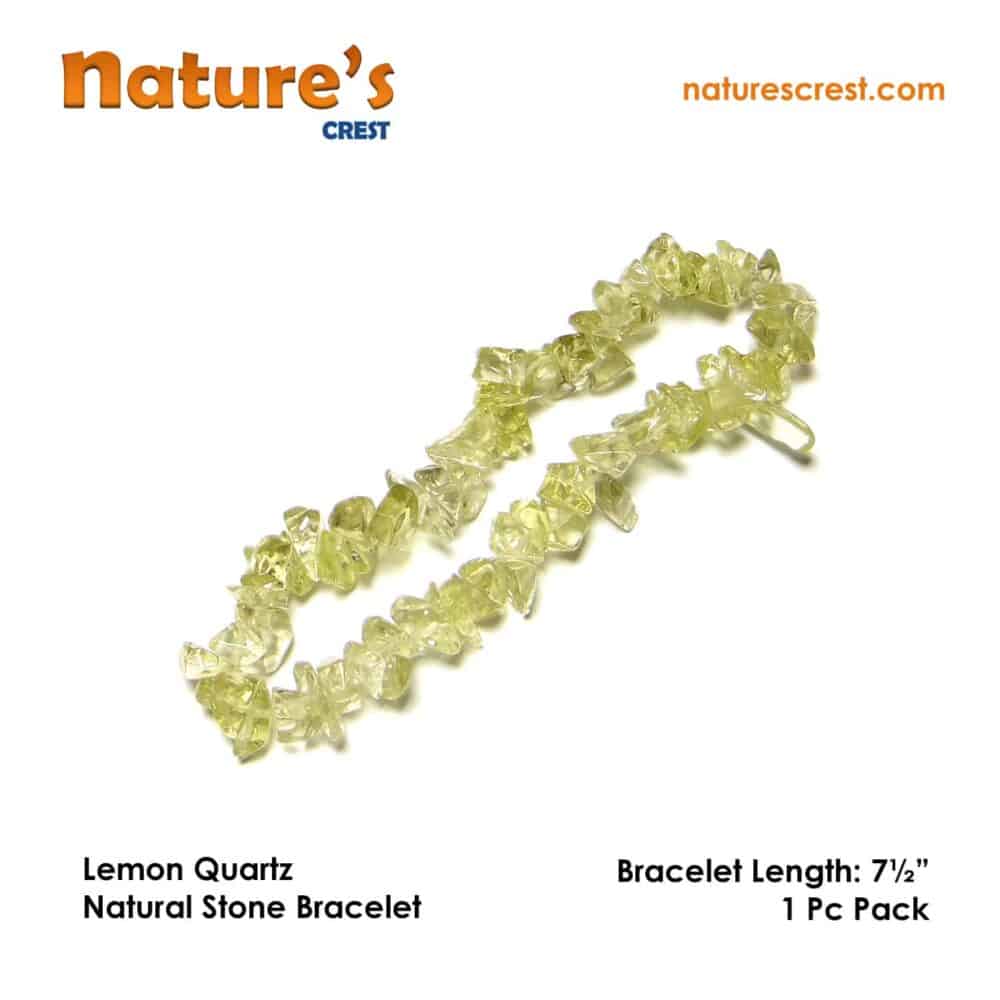 Nature's Crest - Lemon Quartz Chip Beads - Lemon Quartz Natural Stone Bracelet Vector