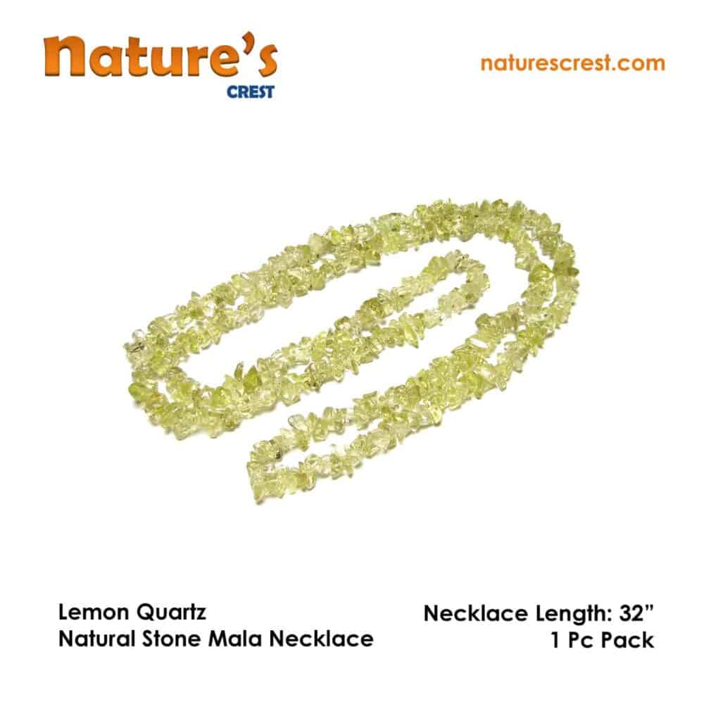 Nature's Crest - Lemon Quartz Chip Beads - Lemon Quartz Natural Stone Necklace 32 Vector