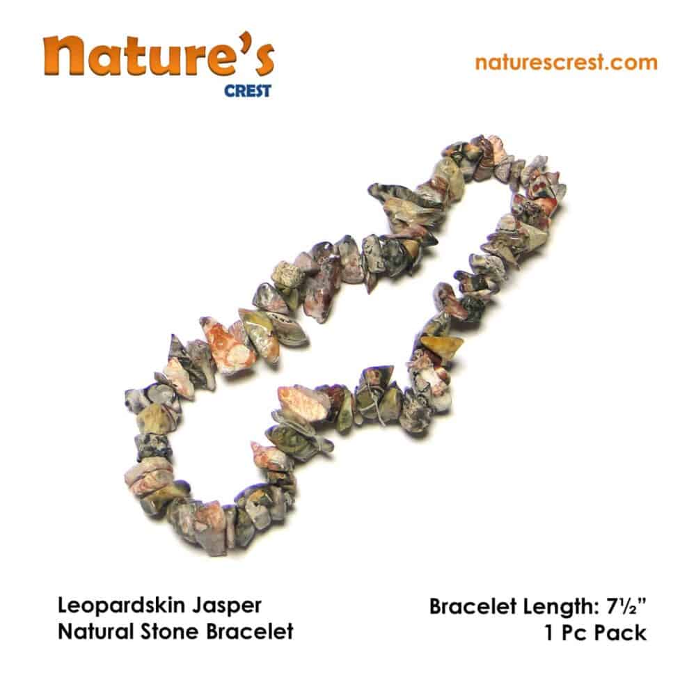 Nature's Crest - Leopardskin Jasper Chip Beads - Leopardskin Jasper Natural Stone Bracelet Vector