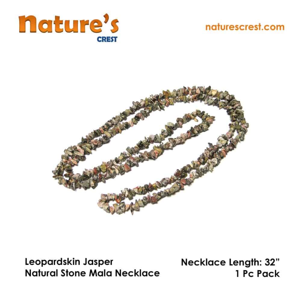 Nature's Crest - Leopardskin Jasper Chip Beads - Leopardskin Jasper Natural Stone Necklace 32 Vector
