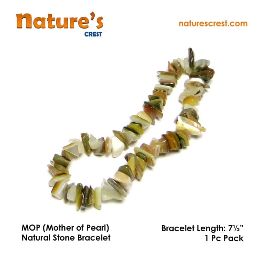 Nature's Crest - MOP (Mother of Pearl) Chip Beads - MOP Mother of Pearl Natural Stone Bracelet Vector