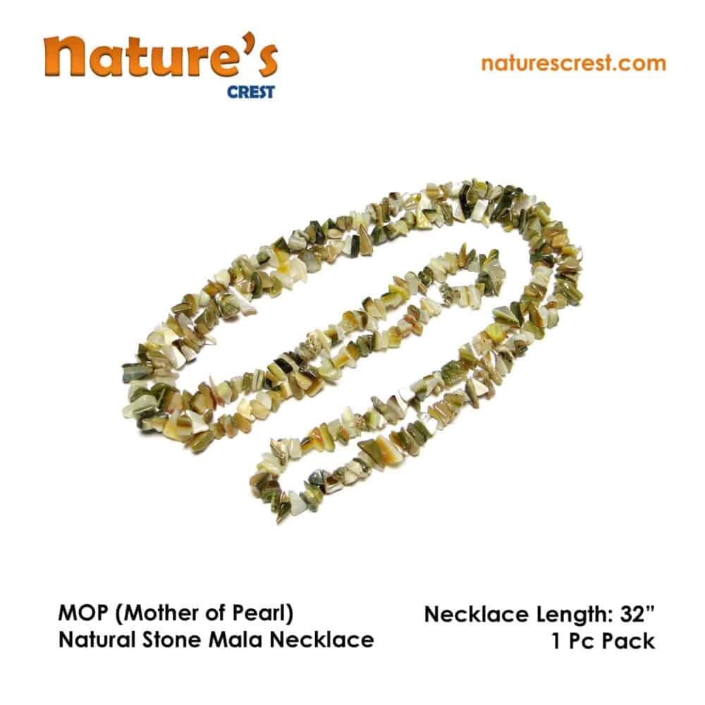 Nature's Crest - MOP (Mother of Pearl) Chip Beads - MOP Mother of Pearl Natural Stone Necklace 32 Vector
