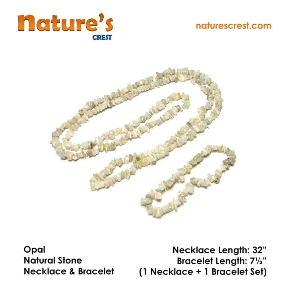 Nature's Crest - Opal Chip Beads - Opal Natural Stone Necklace Bracelet Set Vector