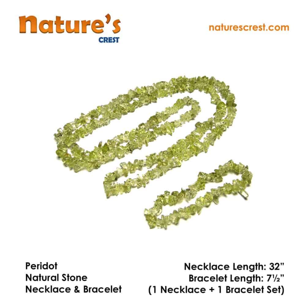 Nature's Crest - Peridot Chip Beads - Peridot Natural Stone Necklace Bracelet Set Vector
