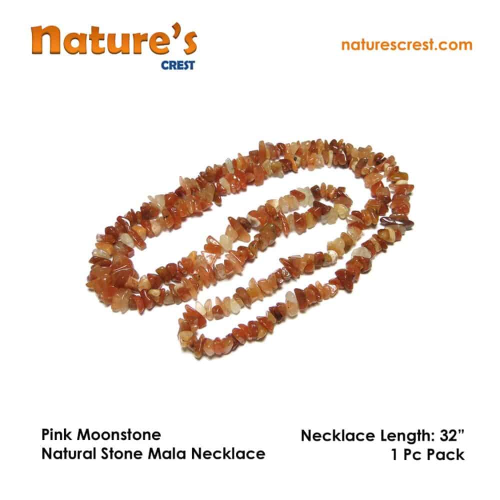 Nature's Crest - Pink Moonstone Chip Beads - Pink Moonstone Natural Stone Necklace 32 Vector