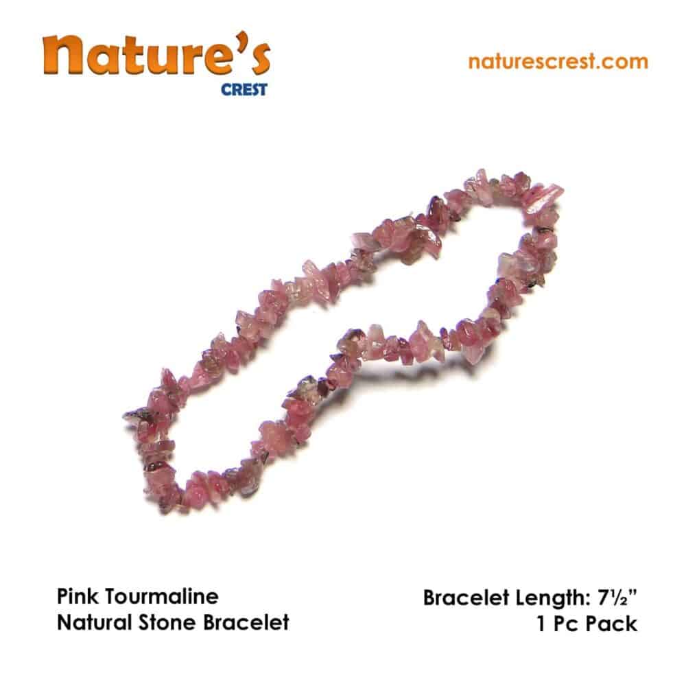 Nature's Crest - Pink Tourmaline Chip Beads - Pink Tourmaline Natural Stone Bracelet Vector