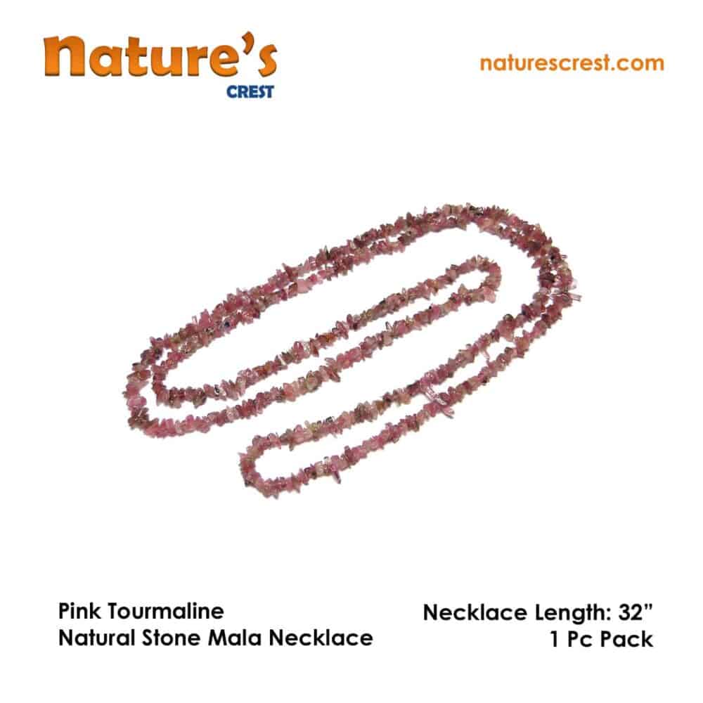 Nature's Crest - Pink Tourmaline Chip Beads - Pink Tourmaline Natural Stone Necklace 32 Vector