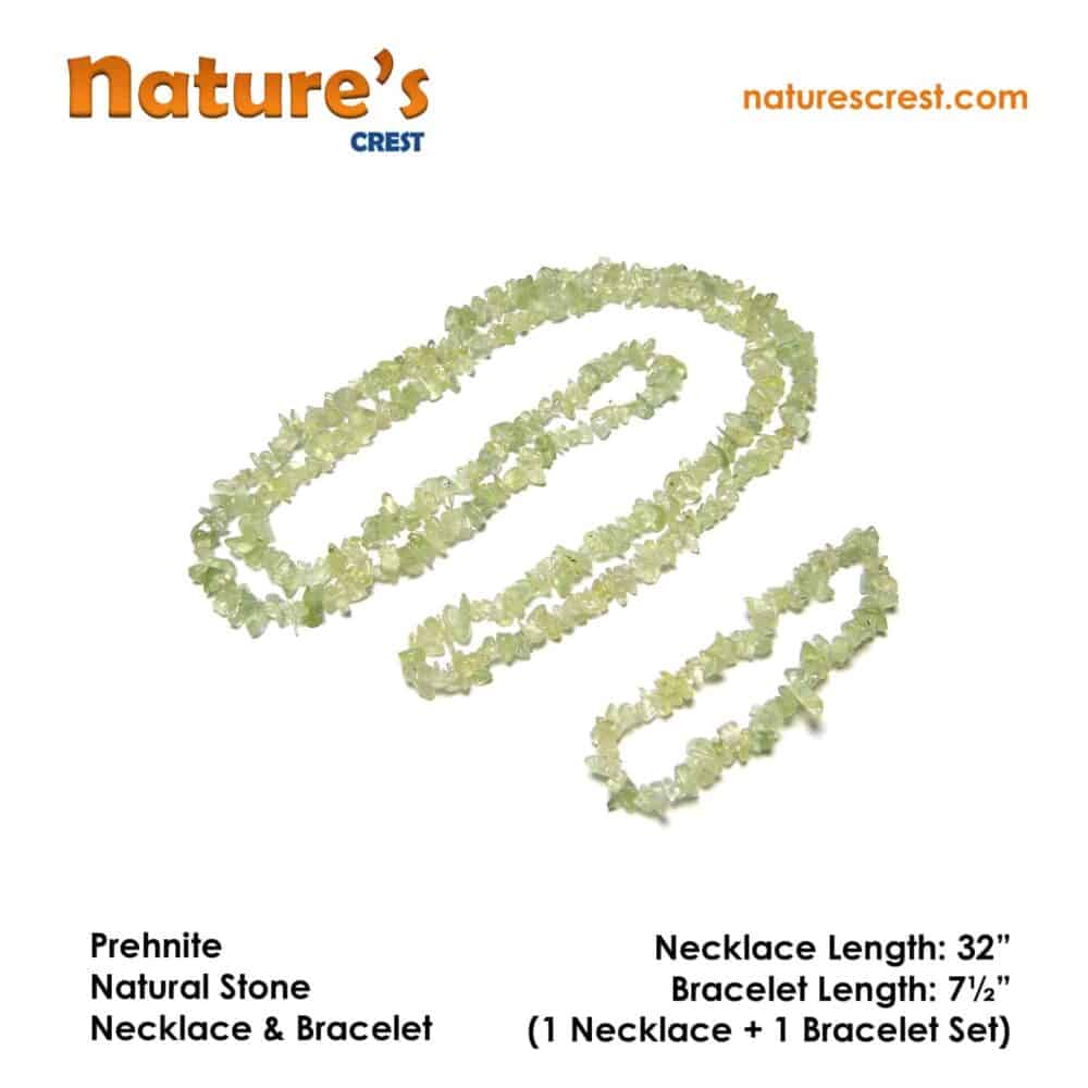 Nature's Crest - Prehnite Chip Beads - Prehnite Natural Stone Necklace Bracelet Set Vector