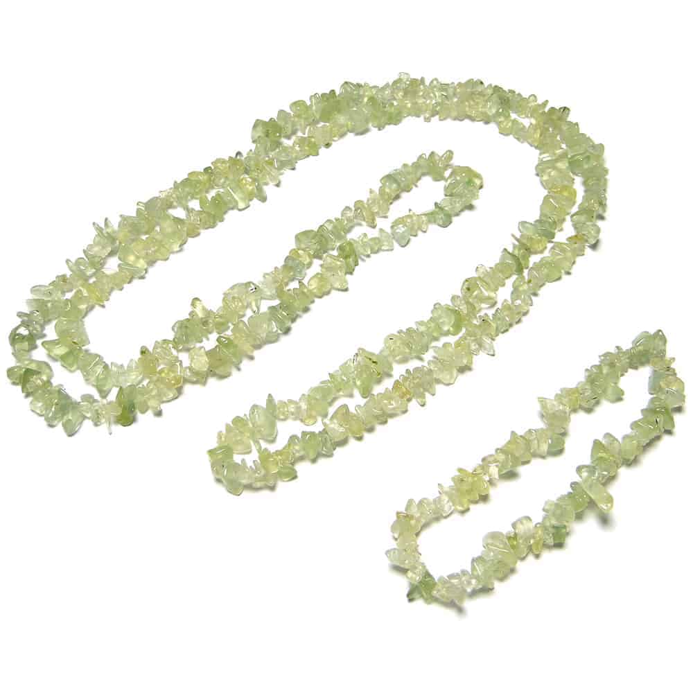 Nature's Crest - Prehnite Chip Beads - Prehnite Natural Stone Necklace Bracelet Set