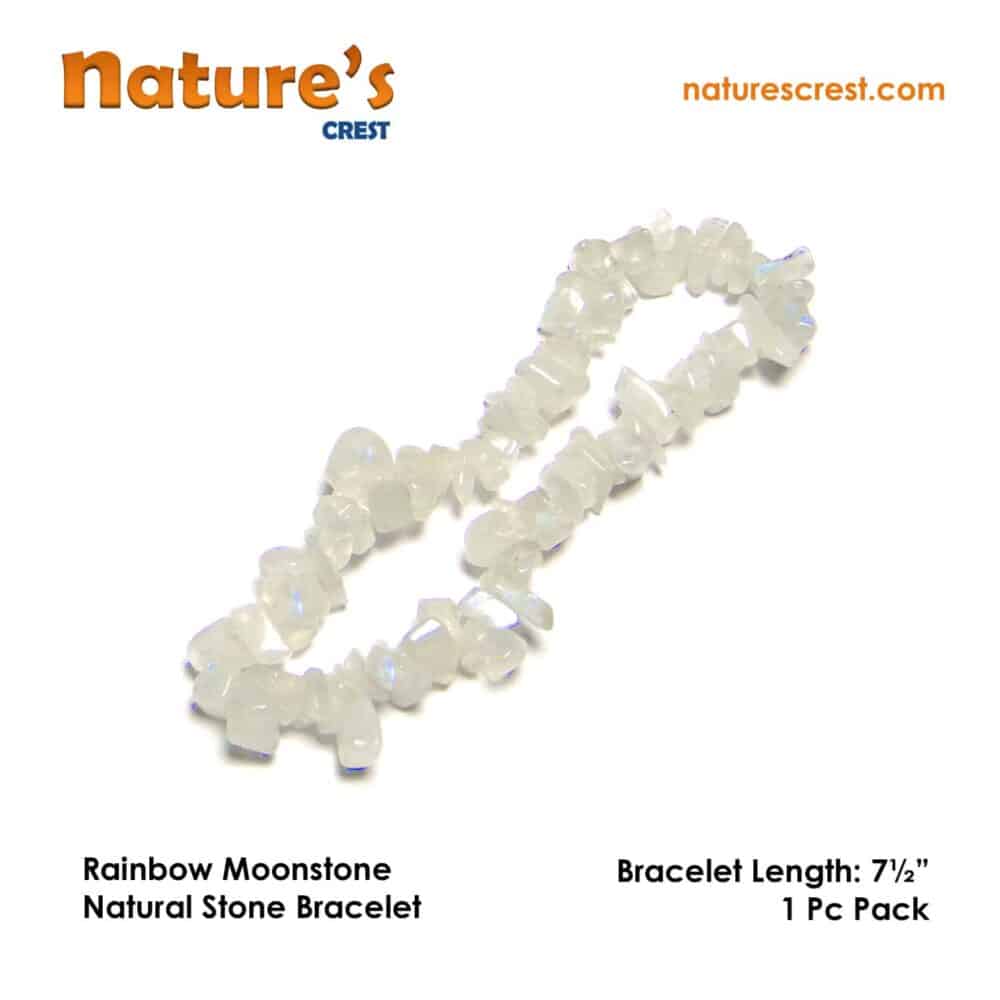 Nature's Crest - Rainbow Moonstone Chip Beads - Rainbow Moonstone Natural Stone Bracelet Vector