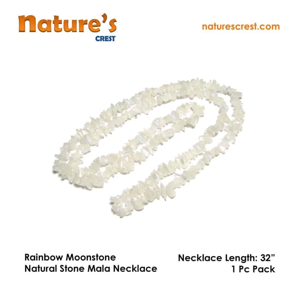 Nature's Crest - Rainbow Moonstone Chip Beads - Rainbow Moonstone Natural Stone Necklace 32 Vector