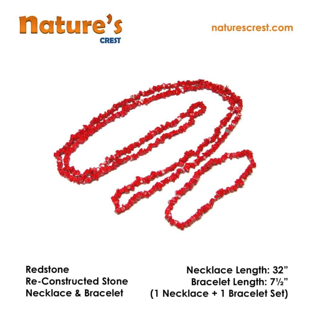 Nature's Crest - Redstone Re-Constructed Stone Chip Beads - Redstone Re Constructed Stone Necklace Bracelet Set Vector