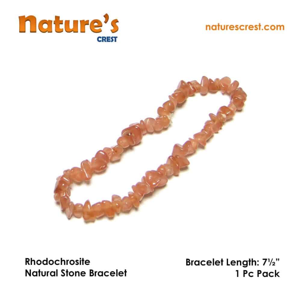 Nature's Crest - Rhodochrosite Chip Beads - Rhodochrosite Natural Stone Bracelet Vector