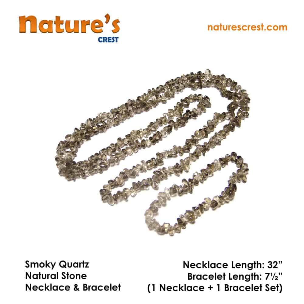 Nature's Crest - Smoky Quartz Chip Beads - Smoky Quartz Natural Stone Necklace Bracelet Set Vector