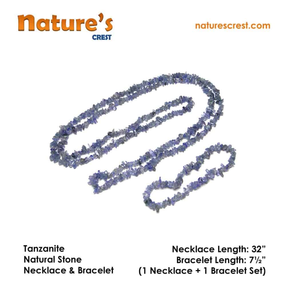 Nature's Crest - Tanzanite Chip Beads - Tanzanite Natural Stone Necklace Bracelet Set Vector