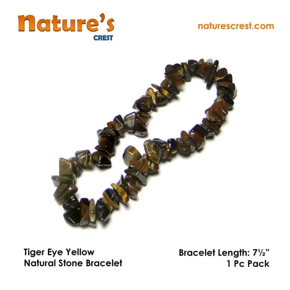 Nature's Crest - Tiger Eye Yellow Chip Beads - Tiger Eye Yellow Natural Stone Bracelet Vector