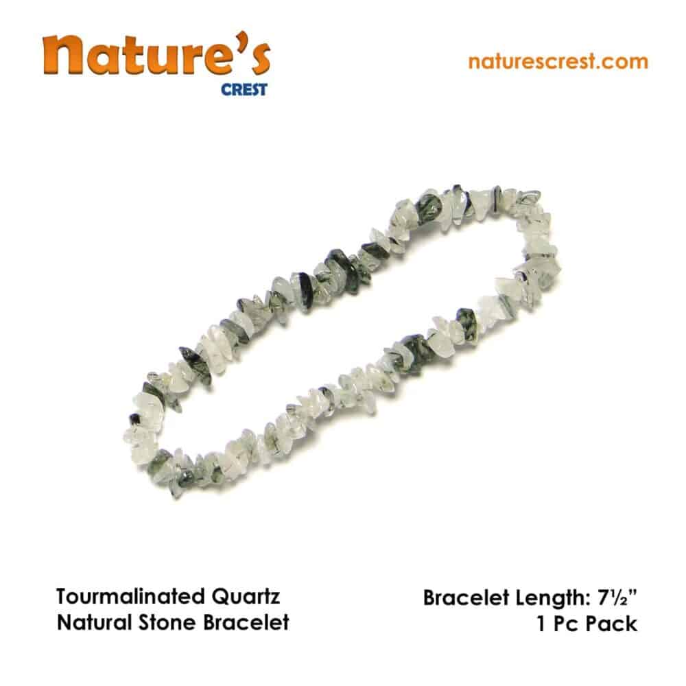 Nature's Crest - Tourmalinated Quartz Chip Beads - Tourmalinated Quartz Natural Stone Bracelet Vector