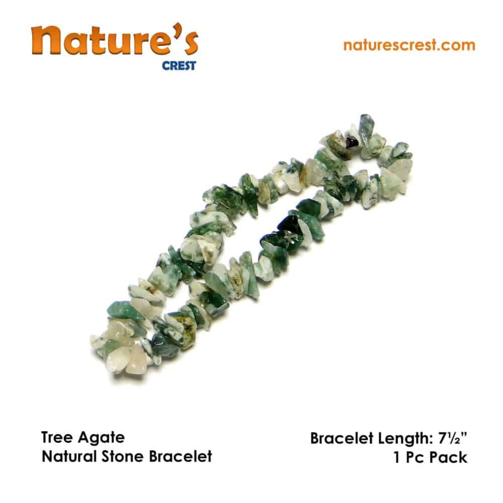 Nature's Crest - Tree Agate Chip Beads - Tree Agate Natural Stone Bracelet Vector