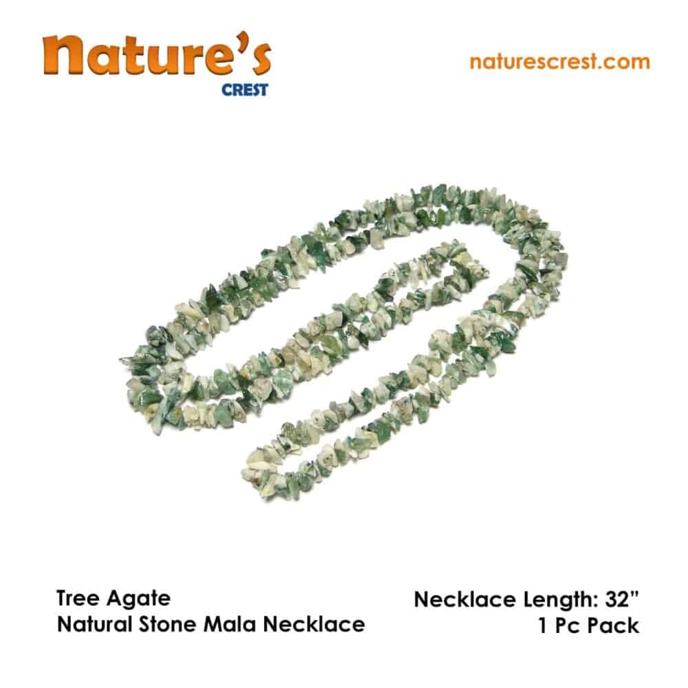 Nature's Crest - Tree Agate Chip Beads - Tree Agate Natural Stone Necklace 32 Vector