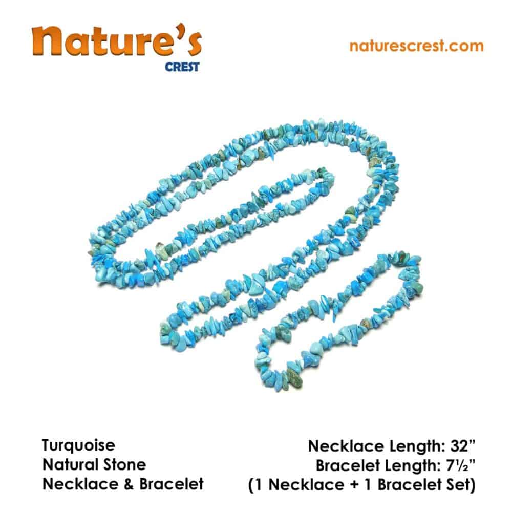Nature's Crest - Turquoise Chip Beads - Turquoise Natural Stone Necklace Bracelet Set Vector