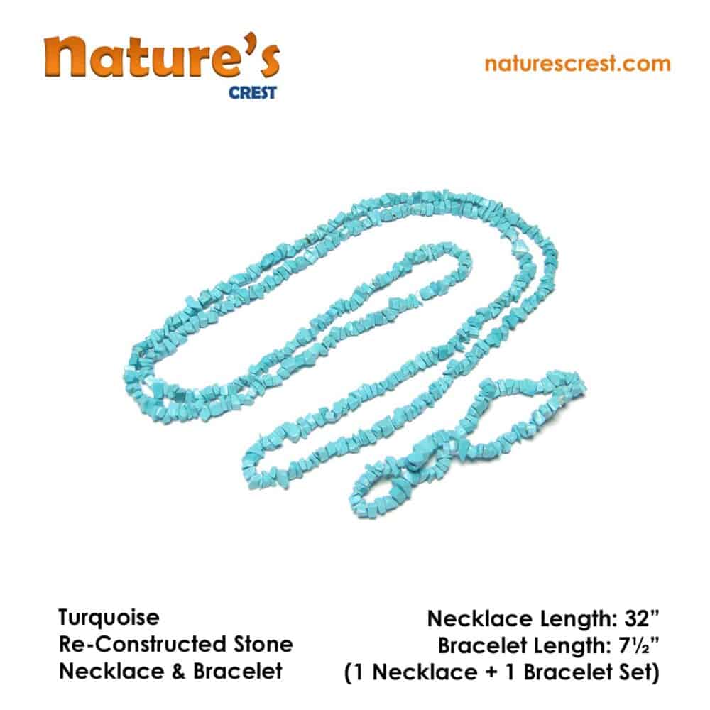 Nature's Crest - Turquoise Re-Constructed Stone Chip Beads - Turquoise Re Constructed Stone Necklace Bracelet Set Vector