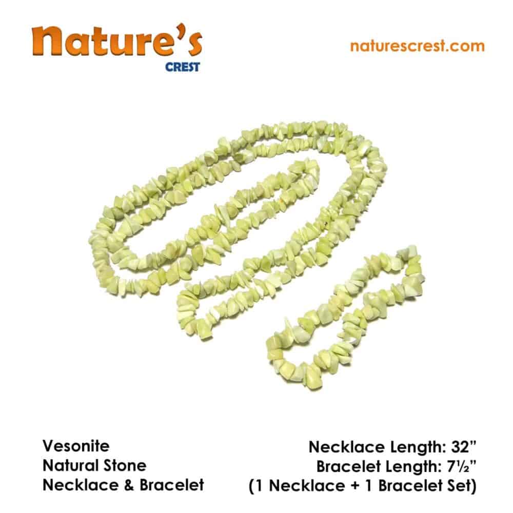 Nature's Crest - Vesonite Chip Beads - Vesonite Natural Stone Necklace Bracelet Set Vector