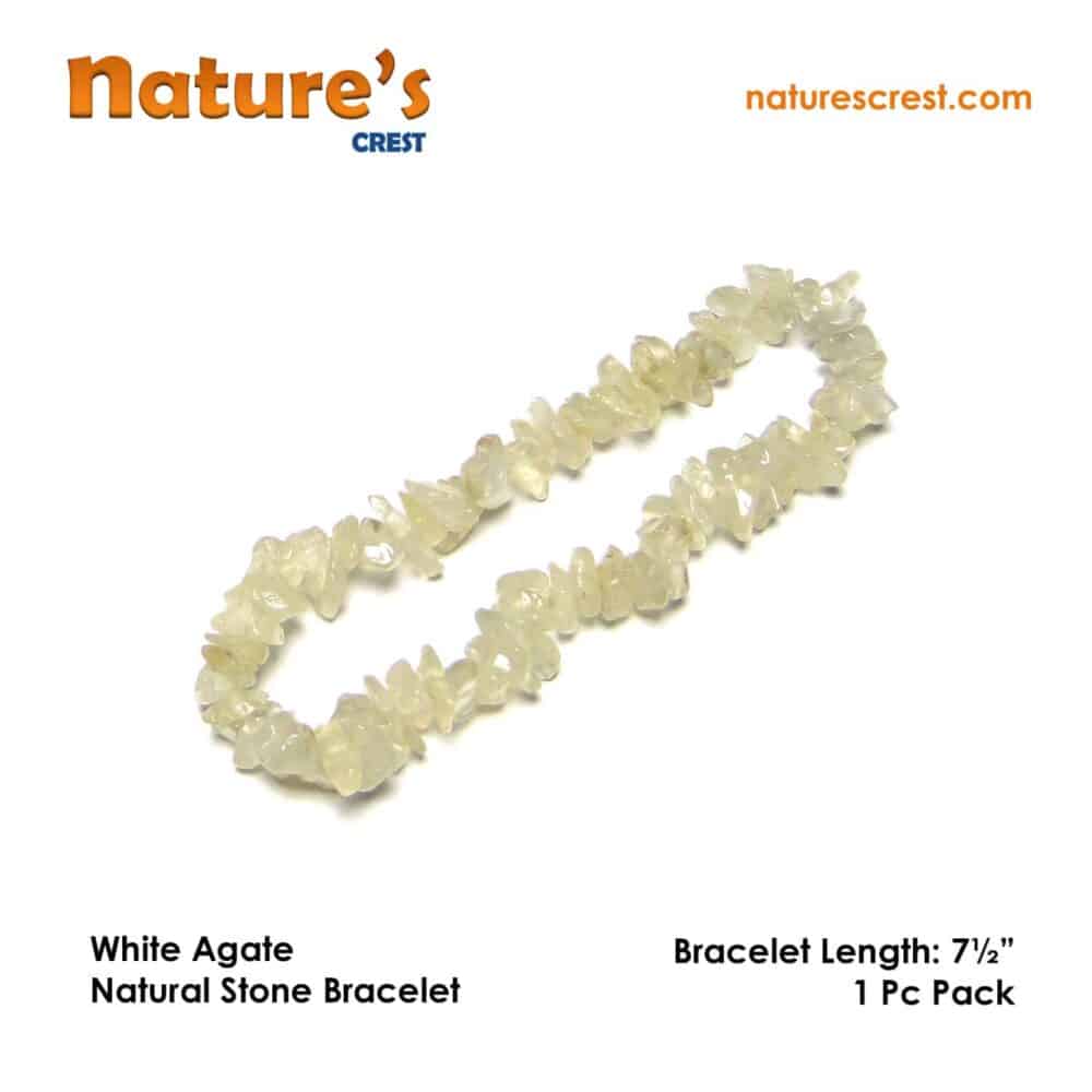 Nature's Crest - White Agate Chip Beads - White Agate Natural Stone Bracelet Vector