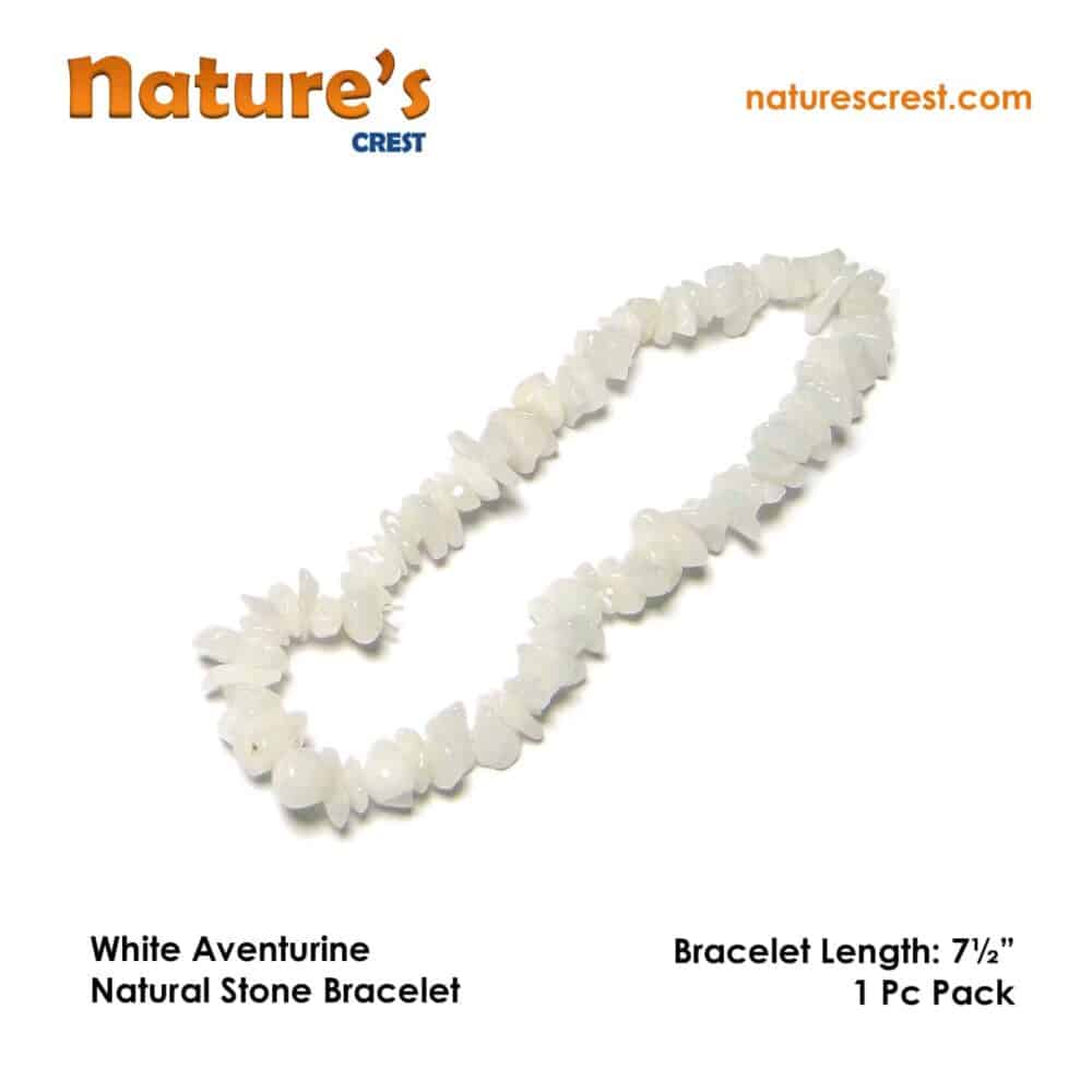 Nature's Crest - White Aventurine Chip Beads - White Aventurine Natural Stone Bracelet Vector