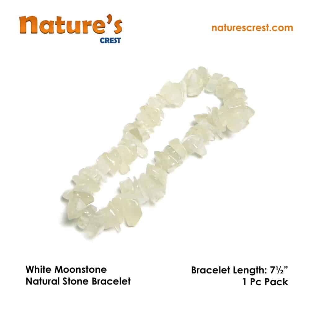 Nature's Crest - White Moonstone Chip Beads - White Moonstone Natural Stone Bracelet Vector