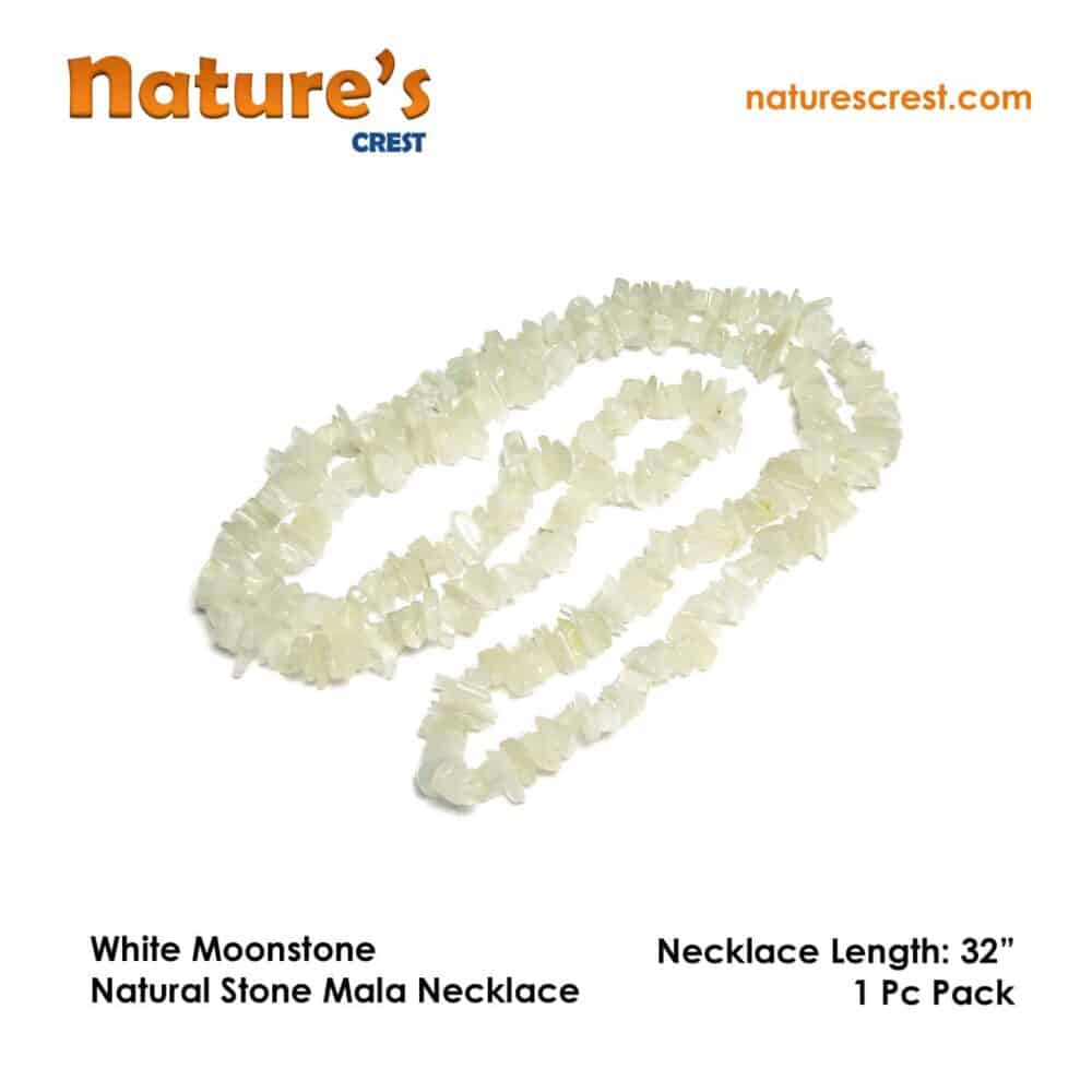 Nature's Crest - White Moonstone Chip Beads - White Moonstone Natural Stone Necklace 32 Vector