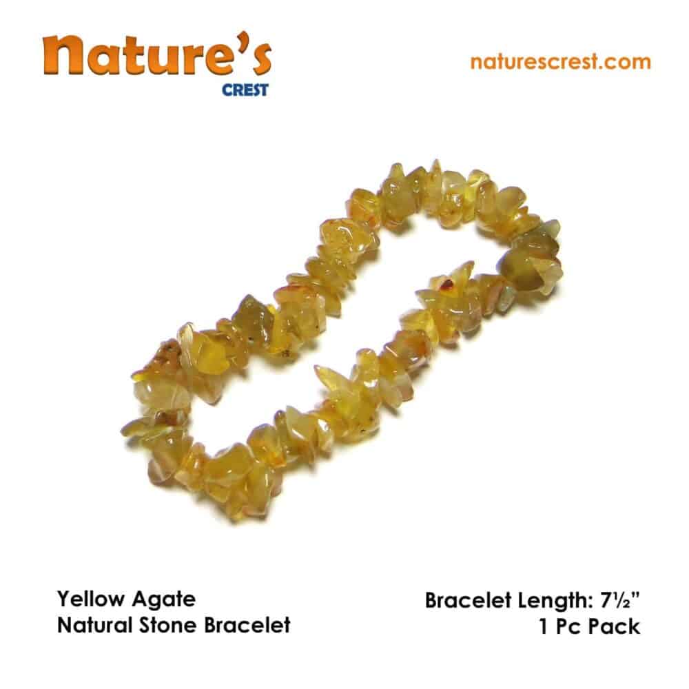 Nature's Crest - Yellow Agate Chip Beads - Yellow Agate Natural Stone Bracelet Vector