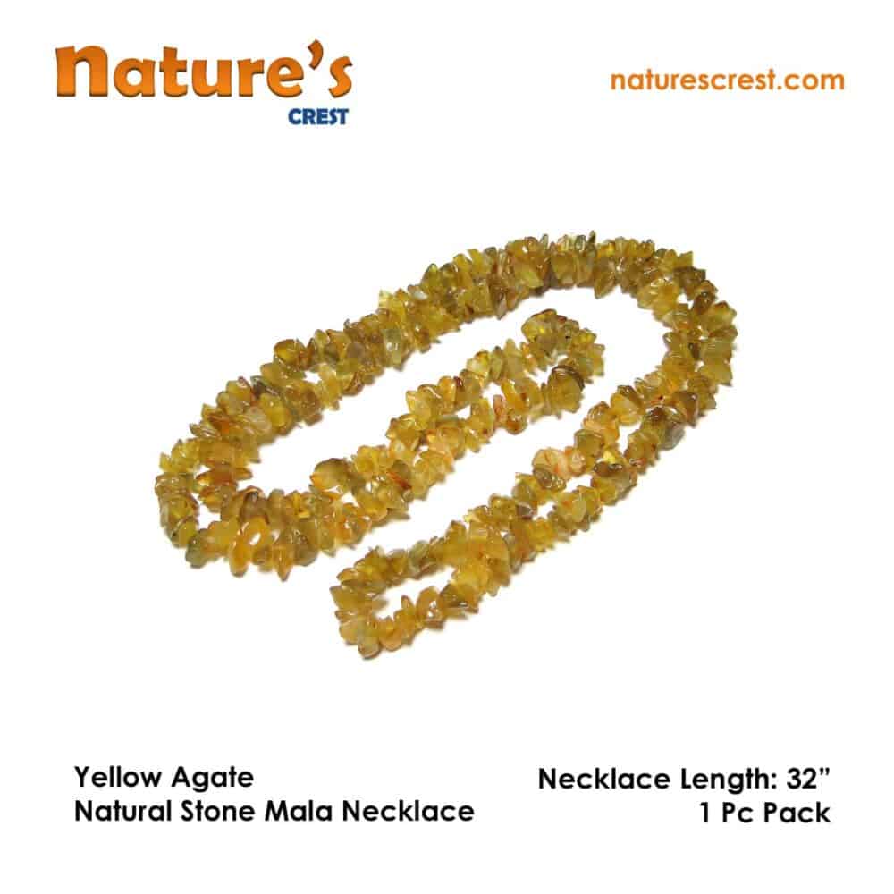 Nature's Crest - Yellow Agate Chip Beads - Yellow Agate Natural Stone Necklace 32 Vector