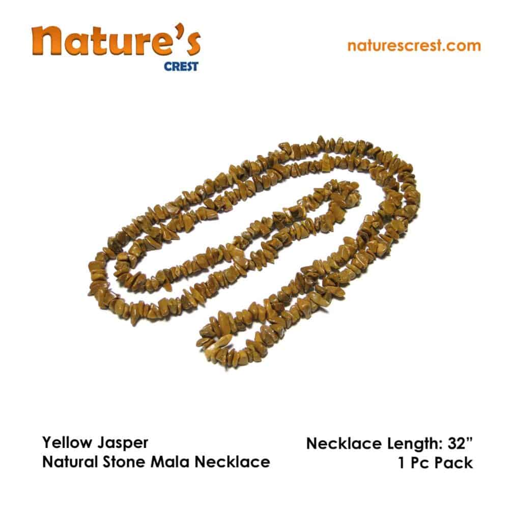 Nature's Crest - Yellow Jasper Chip Beads - Yellow Jasper Natural Stone Necklace 32 Vector