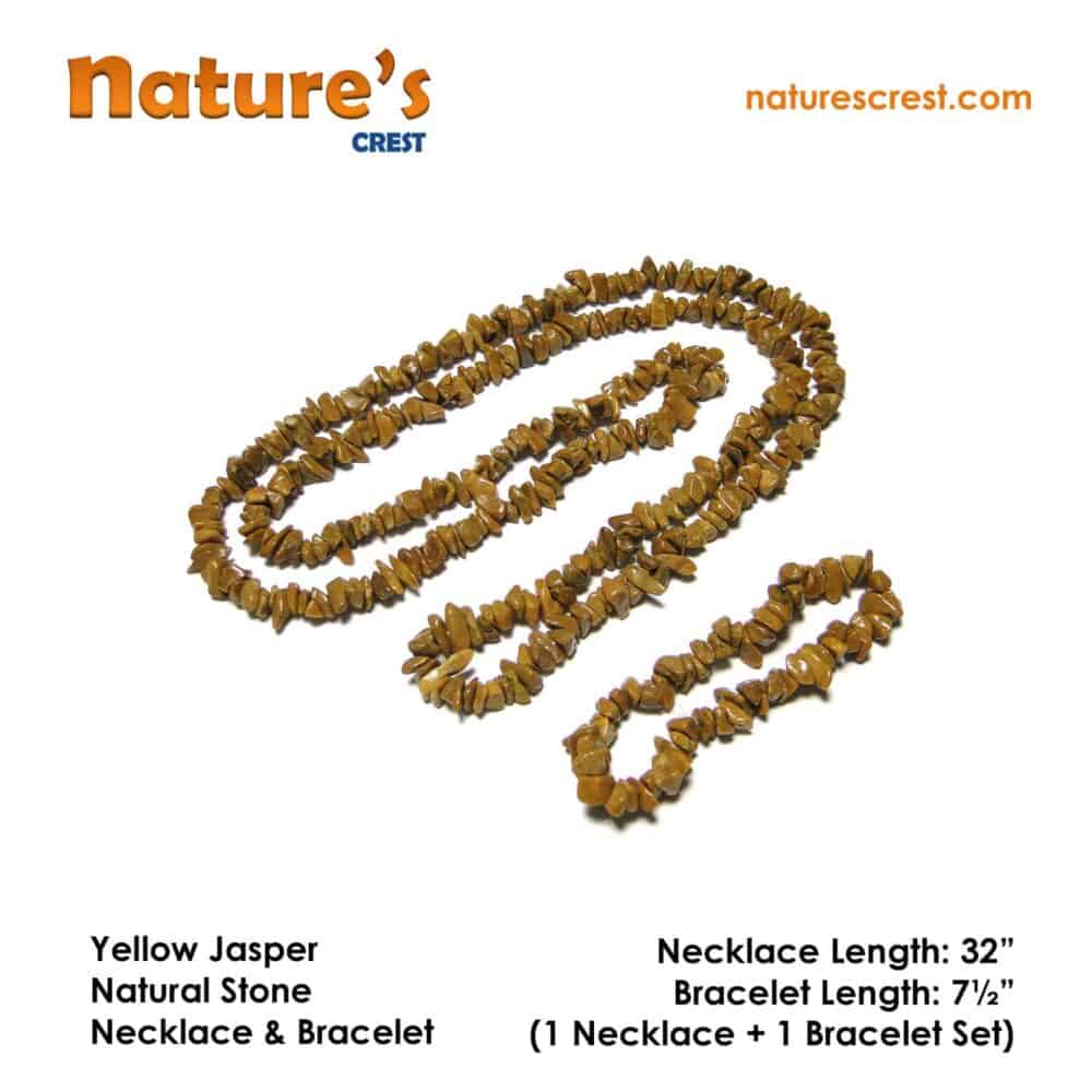 Nature's Crest - Yellow Jasper Chip Beads - Yellow Jasper Natural Stone Necklace Bracelet Set Vector