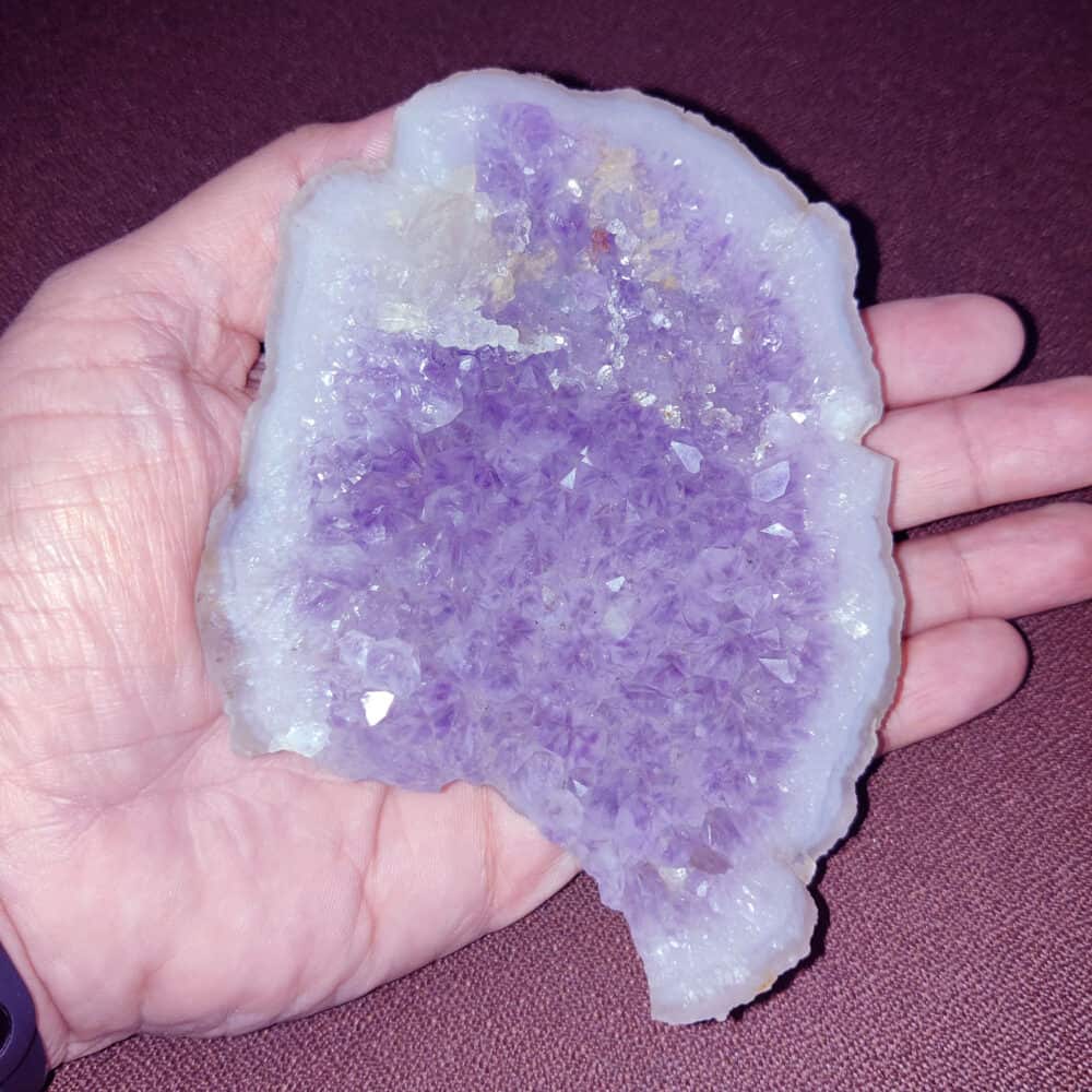 Nature's Crest - Amethyst With Calcite Natural Cluster (436 gms) - Amethyst Cluster 436 Gms 4